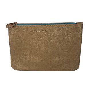 Ipsy Stay Golden & Blue Zippered Bag w/ Charm Cosmetics Makeup Pouch Coin Boujee